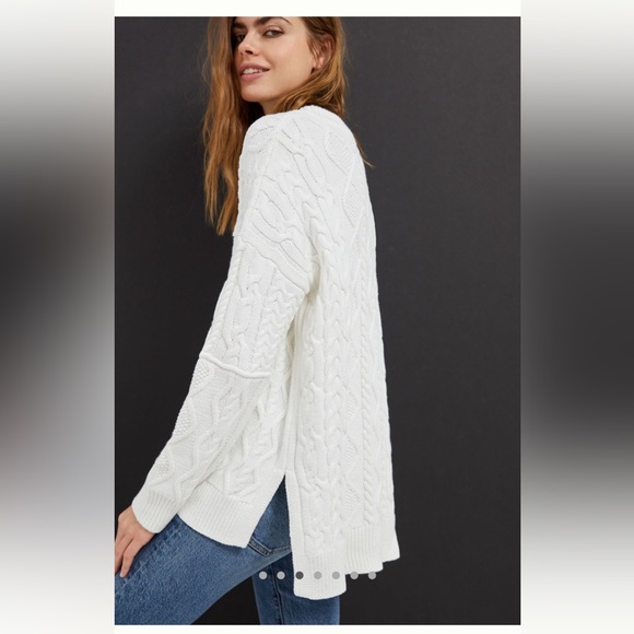 Anthropologie Pilcro Jasmine Cable-Knit Tunic Sweater Size XL Cream - Picture 2 of 6